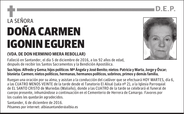 DOÑA CARMEN IGONIN EGUREN