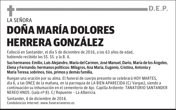 DOÑA MARÍA DOLORES HERRERA GONZÁLEZ