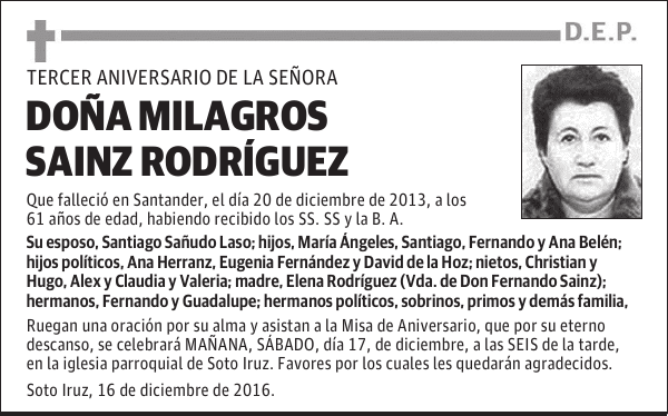 DOÑA MILAGROS SAINZ RODRÍGUEZ