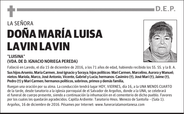 DOÑA MARIA LUISA LAVIN LAVIN