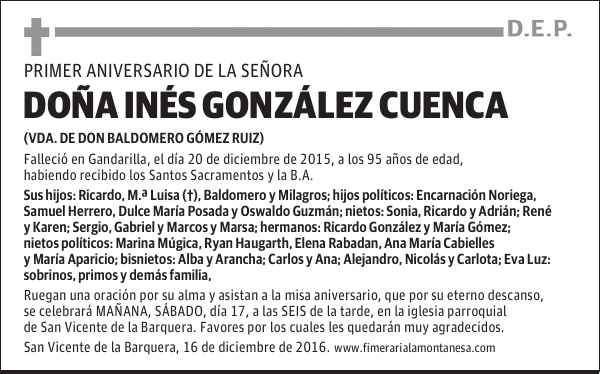 Da. INÉS GONZÁLEZ CUENCA