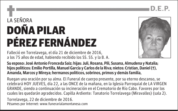 DOÑA PILAR PÉREZ FERNÁNDEZ
