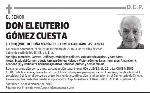 DON ELEUTERIO GÓMEZ CUESTA