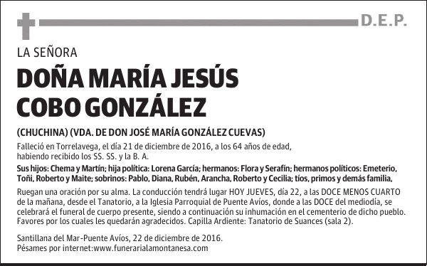 DOÑA MARÍA JESÚS COBO GONZÁLEZ