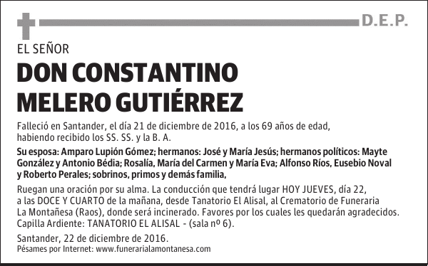 DON CONSTANTINO MELERO GUTIÉRREZ