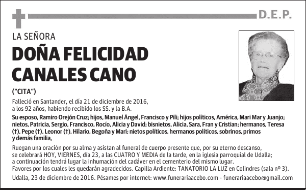 Dña. Felicidad Canales Cano