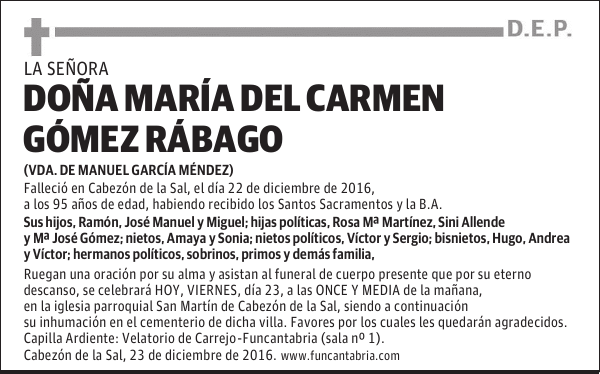 Doña Ma del Carmen Gómez Rábago
