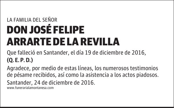 DON JOSÉ FELIPE ARRARTE DE LA REVILLA