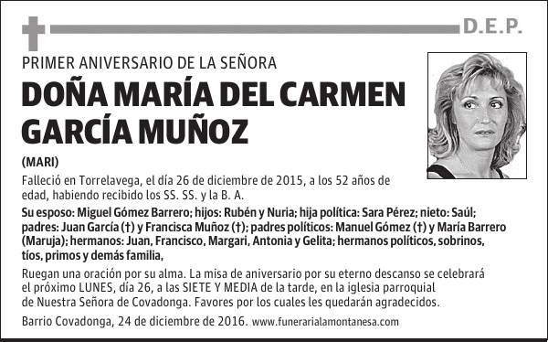 DOÑA MARÍA DEL CARMEN GARCÍA MUÑOZ