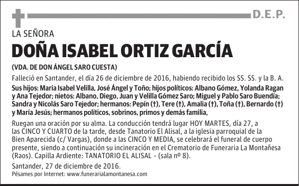 DOÑA ISABEL ORTIZ GARCÍA