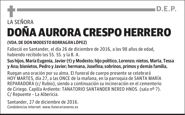 DOÑA AURORA CRESPO HERRERO