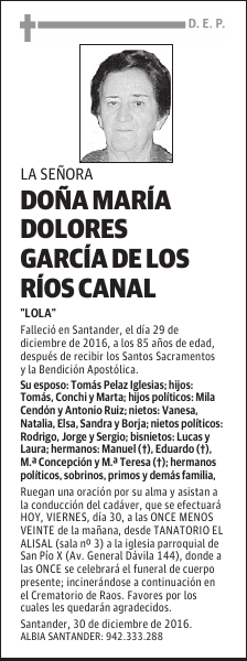 DOÑA M. DOLORES GARCÍA DE LOS RÍOS CANAL
