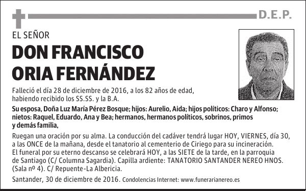 DON FRANCISCO ORIA FERNANDEZ