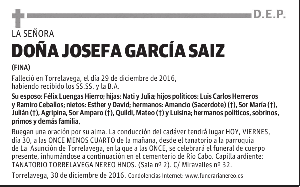 DOÑA JOSEFA GARCIA SAIZ