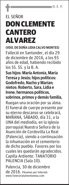 DON CLEMENTE CANTERO ALVAREZ