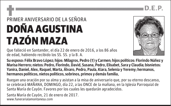 DOÑA AGUSTINA TAZÓN MAZA