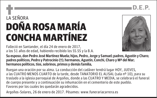 DOÑA ROSA MARÍA CONCHA MARTÍNEZ