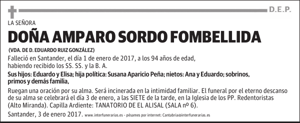 Dª AMPARO SORDO FOMBELLIDA
