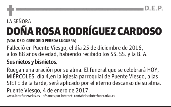 Dª. ROSA RODRÍGUEZ CARDOSO