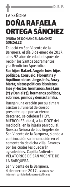 DOÑA RAFAELA ORTEGA SÁNCHEZ