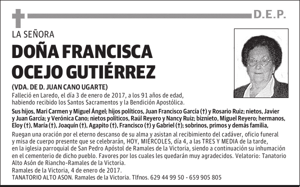 Dña. FRANCISCA OCEJO GUTIÉRREZ