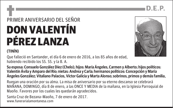 DON VALENTÍN PÉREZ LANZA