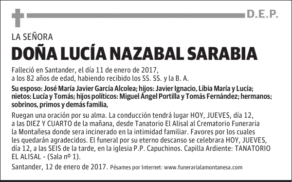 DOÑA LUCIA NAZABAL SARABIA