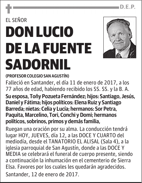 DON LUCIO DE LA FUENTE SADORNIL