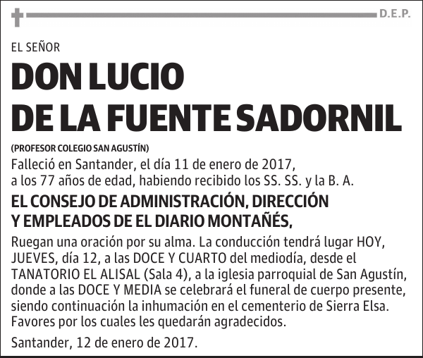 DON LUCIO DE LA FUENTE SADORNIL