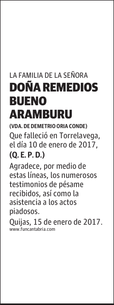 DOÑA REMEDIOS BUENO ARAMBURU