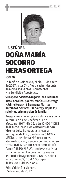 DOÑA MARÍA SOCORRO HERAS ORTEGA
