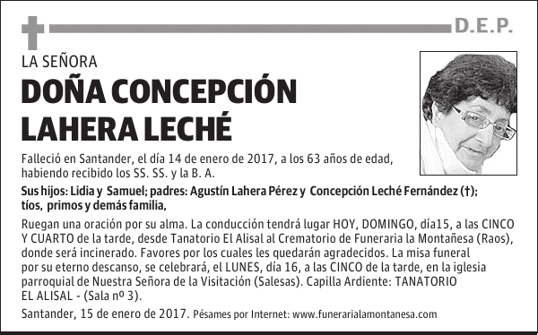 DOÑA CONCEPCIÓN LAHERA LECHÉ