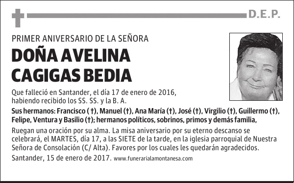 Doña Avelina Cagigas Bedia