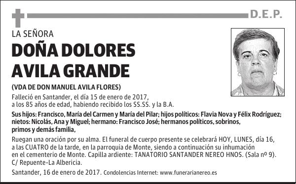 DOÑA DOLORES AVILA GRANDE