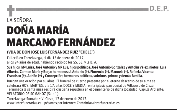 D. MARÍA MARCANO FERNÁNDEZ