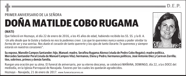 DOÑA MATILDE COBO RUGAMA