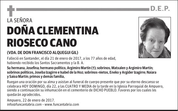 DOÑA CLEMENTINA RIOSECO CANO