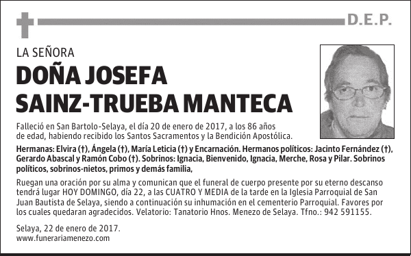 DOÑA JOSEFA SAINZ-TRUEBA MANTECA