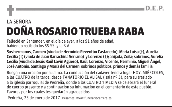 DOÑA ROSARIO TRUEBA RABA