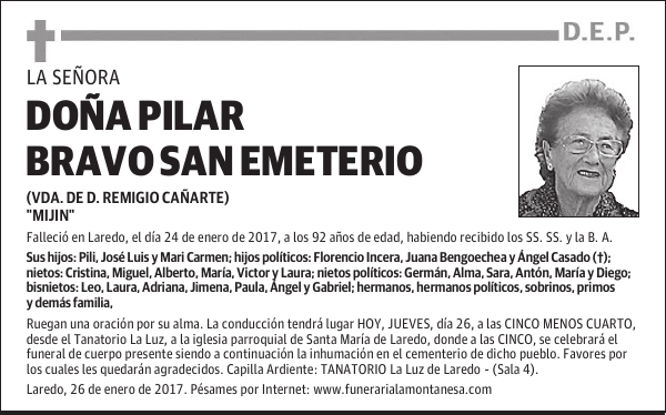 DOÑA PILAR BRAVO SAN EMETERIO