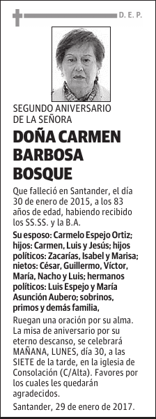 DOÑA CARMEN BARBOSA BOSQUE