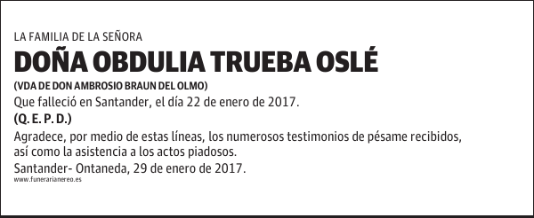 DOÑA OBDULIA TRUEBA OSLÉ