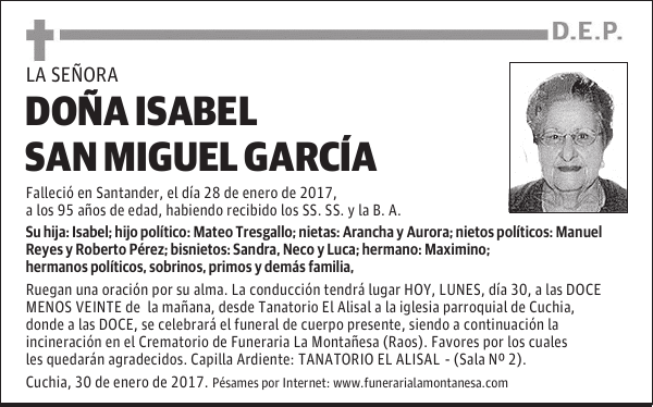 DOÑA ISABEL SAN MIGUEL GARCÍA