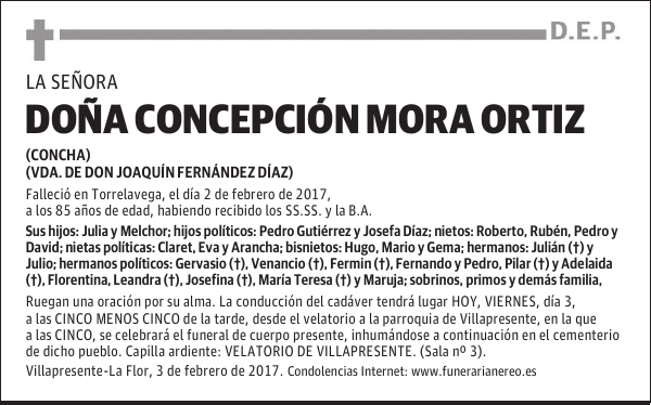 DOÑA CONCEPCION MORA ORTIZ