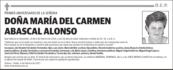 DOÑA MARÍA DEL CARMEN ABASCAL ALONSO