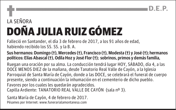 DOÑA JULIA RUIZ GÓMEZ