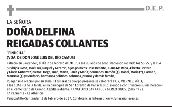 DOÑA DELFINA REIGADAS COLLANTES