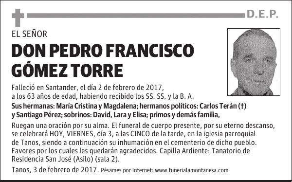 DON PEDRO FRANCISCO GÓMEZ TORRE
