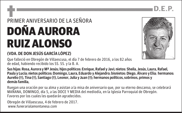 DOÑA AURORA RUIZ ALONSO