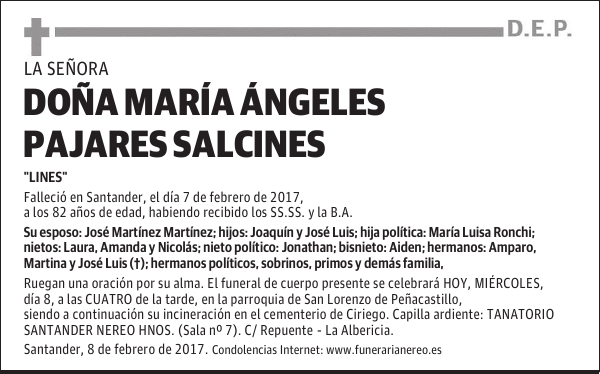 DOÑA MARÍA ÁNGELES PAJARES SALCINES